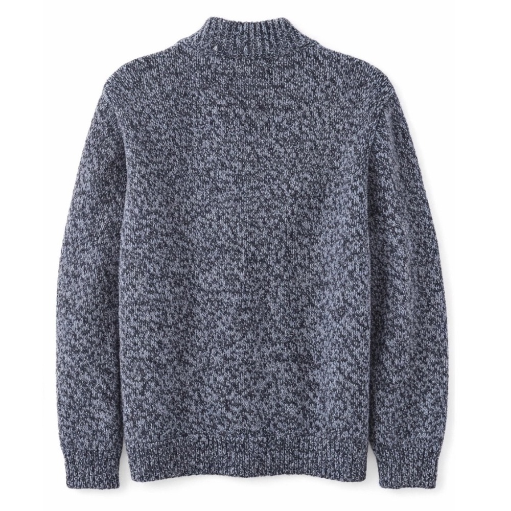 LL Bean Mens 100% Lambswool Shawl Collar Sweater Blue Marl Knit XL 285174 - Picture 2 of 7